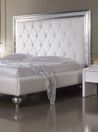 Silver Upholstered Headboard Ideas On Foter Glamour Bed White Leather Bedroom Leather Bedroom Set