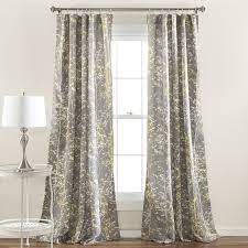 Amazon Com Lush Decor Forest Window Curtain Panel Set Of 2 84 X 52 Quot Gray X2f Yellow Kitchen Amp Dining Fon Perdeler Jaluzi Perde