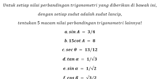 Jika tabel diatas menjelaskan cara menghitung sin cos tan dengan tabel trigonometri sudut istimewa yakni sudut sudut istimewa seperti 0°, 30°, 45°, 60°, dan 90° sehingga akan membantu kalian menghafal dengan cepat nilai sin cos tan dari tabel trigonometri diatas, maka disini akan dijelaskan secara. Menentukan Sudut Dengan Perbandingan Trigonometri Halaman All Kompas Com