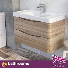 Free delivery or pick up on all orders! Eaton Light Ash Bathroom Wall Hung Vanity Unit Resin Basin Sink 90cm Ebay