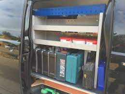 Pin By Ashlee Austin On Construction Custom Trailer Van Storage Van Shelving Van Racking