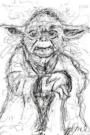 Star Wars Scribble Drawing Of Yoda Scribble Drawing Scribble Art Star Wars Art Drawings
