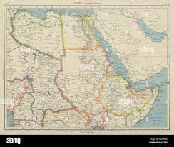 Map Of Egypt And Sudan North East Africa. Libya Egypt Sudan Ethiopia Chad Somalia. Bartholomew  1947 Map Stock Photo - Alamy
