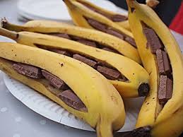 Bbq Dessert Banana With Chocolate Wrap In Tin Foil And Grill Yum Bbq Desserts Food Humor Camp Cooking