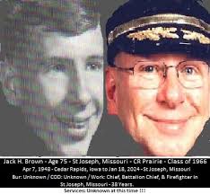 Have been given information that Jack Brown, class of 1966, passed  yesterday.