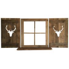 Altholz Deko Fensterladen Hirsch Frontal Set Fensterladen Mit Deko Fenster Aus Holz Zur Wanddekoration Im Landhausstil J Altholz Deko Altholz Fenster Dekor