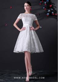 Knee Length Full Lace Wedding Dress With Short Sleeves Adasbridal Com Online Wedding Dress Wedding Dress With Short Sleeves Lace Wedding Dresses Uk