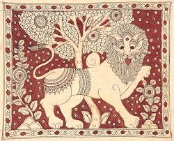 Kalamkari Lion Kalamkari Painting Indian Folk Art Tribal Art