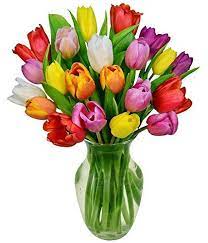 Easter Flowers Rainbow Tulip Bouquet 20 Stems Vase Included Flowersnhoney Fresh Flowers And The Best H Flower Delivery Container Flowers Tulip Bouquet
