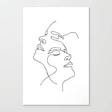 Double Face One Line Poster Abstract Art Abstract Poster Modern Art Scandinavian Art Home Dec C Embroidered Canvas Art Line Art Drawings Line Art Design