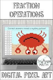 Fraction Operations Digital Pixel Art Distance Learning Pixel Art Fractions Operations With Fractions