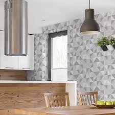 11 types of white kitchen splashback tiles: Contour Grey White Obelisk Tile Effect Textured Wallpaper Diy At B Q