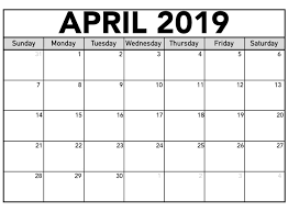 Editable April 2019 Calendar Template Calendar Template Calendar Printables Monthly Template