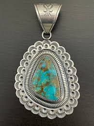 Vintage Signed Ernest Roy Begay Exquisite Turquoise Pendant