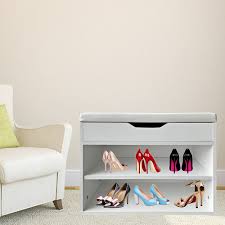 Zwei ebenen zur unterbringung der schuhe. Schuhbank Sitzbank Garderobenbank Sitzbank Flurbank Schuhkommode 60cm Regal Weiss Ebay