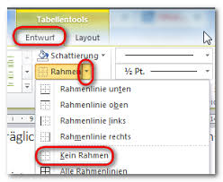 Que vous ayez besoin de produire des documents de texte à la maison, au bureau, ou dans la salle de microsoft word 2010 est un produit développé par microsoft corp. Tabellenrahmen Entfernen