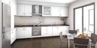 A transitional kitchen with medium tone wood floor looks great with its brown cabinets. Interior Scene Of A White And Brown Kitchen With A Breackfast Stock Photo Picture And Royalty Free Image Image 10363694