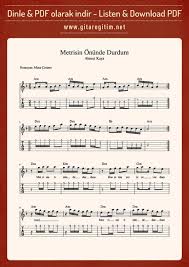 Metrisin Onunde Durdum Nota Tab Muzik Notalari Muzik Ve Egitim