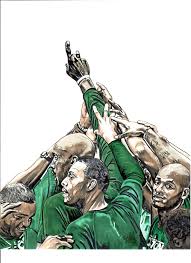 This Is An Illustration I Did Of Boston Celtics Palyers Kevin Garnett Paul Pierce Ray Allen And Coach Doc R Boston Celtics Wallpaper Boston Celtics Nba Art