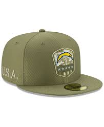 New Era Los Angeles Chargers On Field Salute To Service 59fifty Fitted Cap Olive Fitted Hats Salute To Service New Era