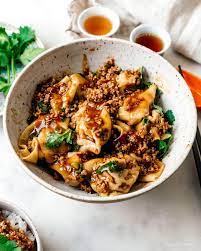 Turkey Wontons In Turkey Mapo Sauce I Am A Food Blog Recipe Wonton Recipes Turkey Sauce Food