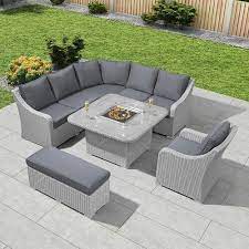 Some ranges do get discontinued at the end of each season; Cavanaville 9 Seater Rattan Effect Corner Sofa Set Sol 72 Outdoor Colour White Wash Grey Corner Dining Set Fire Pit Table Outdoor Dining Set