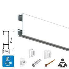 Its the most elegent, the most easy to install and the least expensive. Artiteq Click Rail White Inc Kit 2 0m Picture Superstore