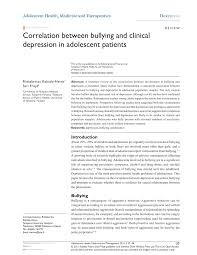 Pdf Correlation Between Bullying And Clinical Depression In Adolescent Patients