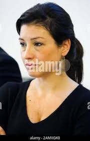 Agnes Marion, Rassemblement National candidate to Lyons Mayoral, attends  press conference, Lyon, France Stock Photo