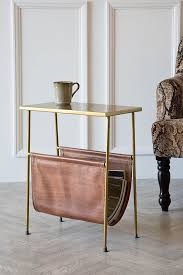 Gatsby Side Table With Leather Magazine Holder In 2020 Unique Side Table Side Table Table