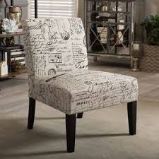 Baxton Studio Phaedra Casual French Script Linen Slipper Chair Lowes Com Fabric Dining Chairs Furniture Chair