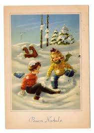 Antica Cartolina Buon Natale Epoca 1959 Bambini Giochi Sulla Neve Ed Saemec Natale Cartolina Buon Natale Buon Natale