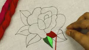 The art or hobby of embroidering cloth. Easy Sewing Steps To Embroider A Beautiful Rose New Rose Embroidery Pattern Youtube