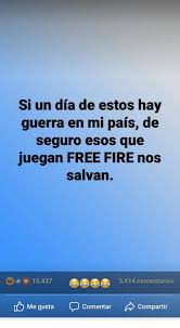 Esto asegura partidas más divertidas en las que, sea que ganes o que pierdas, no te aburrirás jugando. Si Un Dia De Estos Hay Guerra En Mi Pais De Seguro Esos Que Juegan Free Fire Nos Salvan 15437 5414 Comentarios Me Gusta Comentar Compartir Fire Meme On Astrologymemes Com
