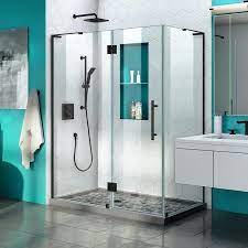Lowes shower stalls sale, shower renovation used stalls lowes has shower stall with a beautiful shower kits for sale calgary on wayfair. Dreamline Quatra Plus 72 In H X 58 375 In W Frameless Hinged Satin Black Shower Door Clear Glass In The Shower Doors Department At Lowes Com