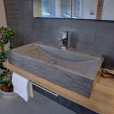 Jeden tag verbringen sie viel zeit im badezimmer. Stone Naturstein Waschtisch Anthrazit 80 Cm Mit Hahnloch Mbrb80tib01 Megabad