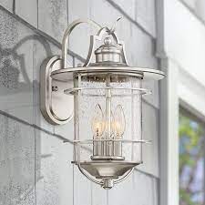 Antique silver 14 1/2 dusk to dawn motion sensor wall light. Casa Mirada 16 1 4 High Brushed Nickel Outdoor Wall Light 34n20 Lamps Plus Exterior Light Fixtures Outdoor Wall Lighting Wall Lights