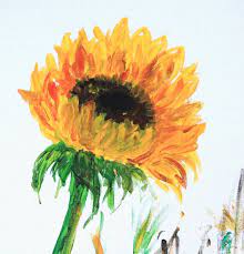 A wide variety of colours, ranging from a slightly orange yellow to a deep orange red, all simply called saffron, are closely associated with hinduism and buddhism, and are commonly worn by monks and holy men across asia. Gold Orange Sunflower Painting White Background By Myartspace 68 00