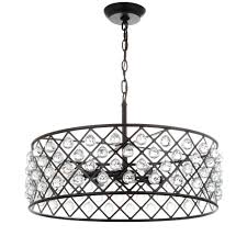 Jonathan Y Gabrielle 23 In 4 Light Oil Rubbed Bronze Crystal Metal Led Pendant Jyl9027a The Home Depot