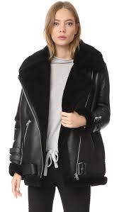 Acne Studios Velocite Shearling Moto Jacket Aviator Leather Jacket Shearling Jacket Acne Studios Jacket