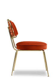 Lule set of 2 dining chairs, flame orange velvet & oak. Marie Chair In Rust Orange Velvet For Sale At 1stdibs