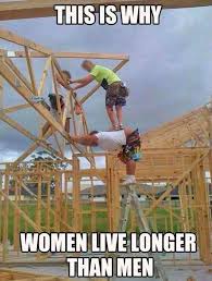 Some Studies Have Shown That On Average Women Live Longer Than Men Those Studies Were Based On Biological Facts Funny Photos Construction Humor Funny Pictures