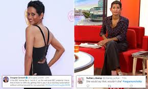 Bbc breakfast presenter naga munchetty has been handed a warning about her impartiality following a bizarre row over the union flag.the morning tv sta. Naga Munchetty Is Savaged On Twitter Over Her 190 000 Salary After Saying Licence Fee Is Worth It Daily Mail Online