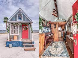 An electric water heater, a ductless cooling and heating system, a raised bar area for you to eat or work at, and more. Victorian Style Tiny House With Piano That Turns Into A Bed
