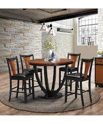 This colonnades dining room collection by progressive furniture features unique turnings on legs, pedestals add a beautiful, rustic look to your dining space with this round wood eleanor dining set from inspire q® classic. Boyer Transitional Amber And Black Counter Height Table