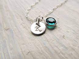 Birthstone Initial Necklace Sterling Silver Necklace Etsy Initial Birthstone Necklace Sterling Silver Necklaces Initial Necklace