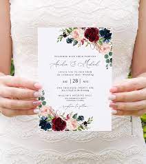 Burgundy Wedding Invitation Template Marsala Wedding Etsy In 2021 Floral Wedding Invitations Red Wedding Invitations Blush Wedding Invitations