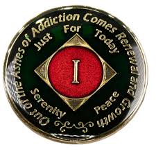 NA & Red Black Medallion (yrs 1-45) Recovery Narcotics Anonymous Milestone  Chip