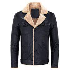 Clearance Sale For Men Coat Aimtoppy Fashion Men S Warm Jacket Long Sleeve Plus Velvet Leather Jacket Be Leather Jacket Men Printed Denim Jacket Leather Jacket