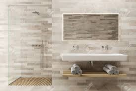 Choose from contactless same day delivery, drive up and more. White Wooden Bathroom Interior With A Double Sink With A Dark Stock Photo Picture And Royalty Free Image Image 92793357